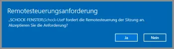 Abfrage beim Aufbau einer Verbindung zur Unterst&uuml;tzung