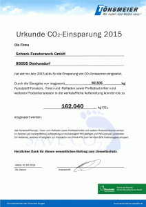 Urkunde Co2 Einsparung 2015