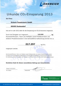 Urkunde Co2 Einsparung 2013